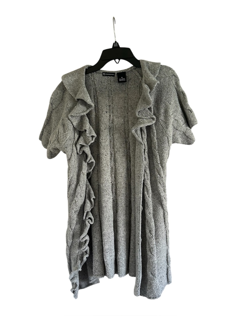 new directions Cable-Knit Gray Button Down Size Medium Short-Sleeve Cardigan